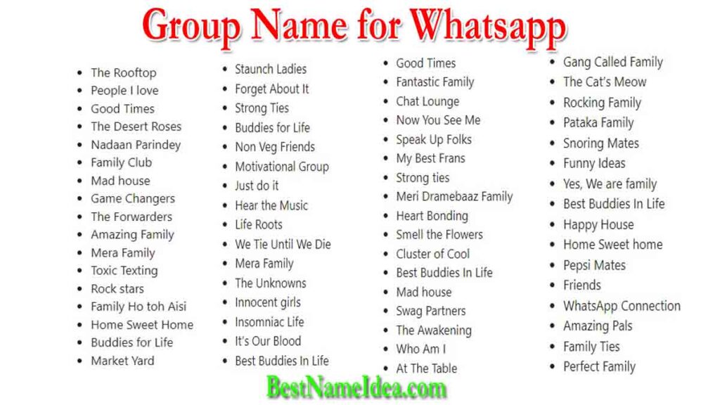 Group Name for Whatsapp