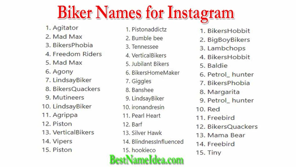 biker names for instagram